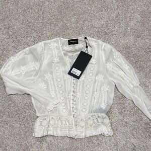 The Kooples White Embroidered Blouse